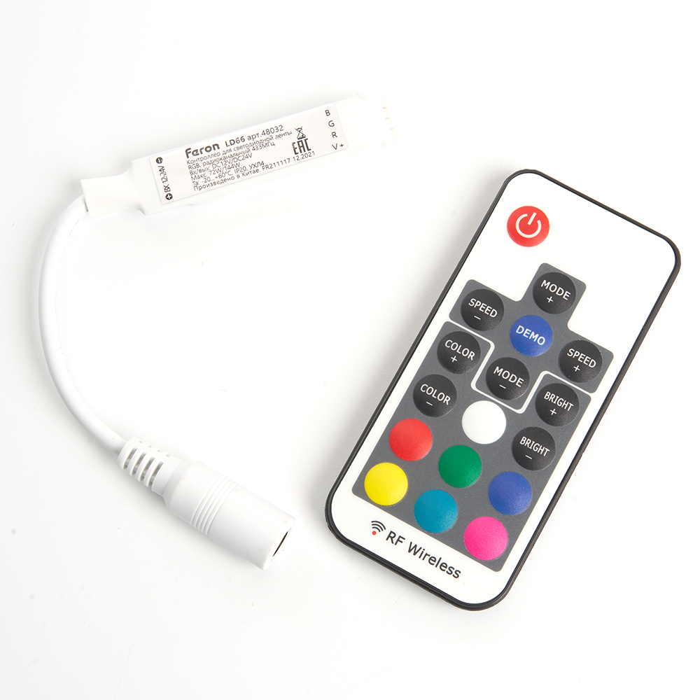 Контроллер RGB min 12-24В 6А для светодиодной ленты с П/У LD66 48032