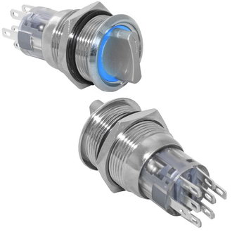 Кнопка антивандальная LAS1-AGQ-11X/31/B/N on-on 3 положения с фиксацией с подсветкой (синяя)