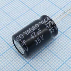 47 мкФ 35В Yageo 10*15 105°C неполярный