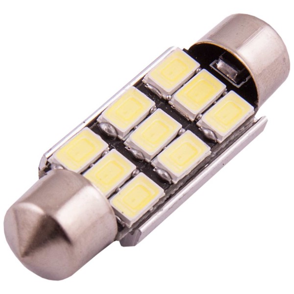 Лампа светодиодная T11(C5W) 12V 9 SMD 1-конт 39мм обманка Белая SKYWAY