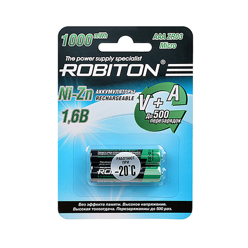 Аккумулятор ROBITON 1000NZAAA-2 Ni-Zn AAA 1,6V