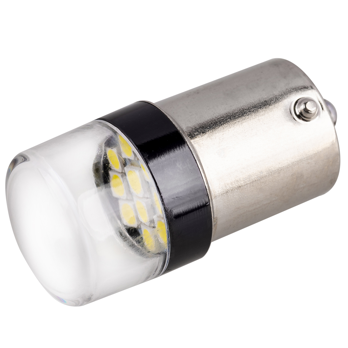 Лампа светодиодная S25 (P21W) 12V 10 SMD диодов BA15s 1-конт Белая SKYWAY 246125