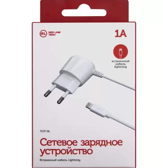 Сетевое зарядное устройство Red Line Lite Lightning (модель TCP-1A) 1A белый 21758