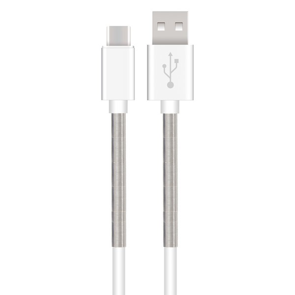 Шнур USB A шт - Type-C шт Krutoff Spring 1м бел/черн