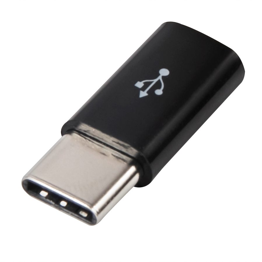 Адаптер-переходник Red Line Micro USB (гн) - Type-C (шт) пластик, черный/серебро 