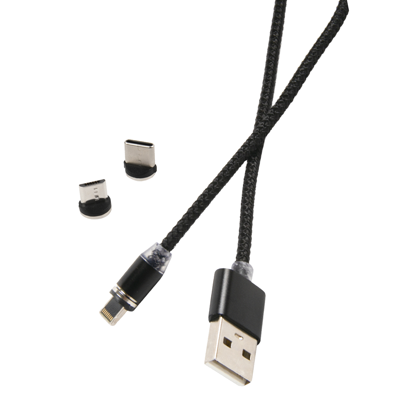 Шнур 3 в 1 Магнитный Red Line USB Type-C/Micro USB/Lightning 8 pin, круглый, нейлон., черный 23355