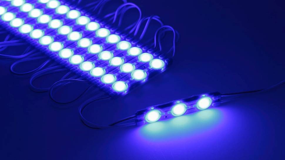 Светодиодный модуль 3 led 6011 MOD87 1.5W 12V синий 79496
