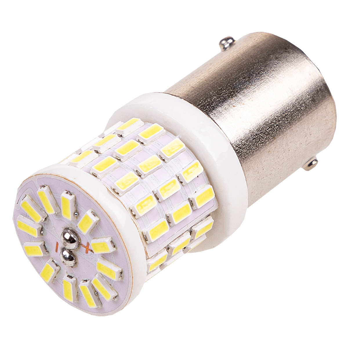 Лампа светодиодная S25 (P21W) 12-24V 57SMD BA15s 1-конт Белая SKYWAY 236842