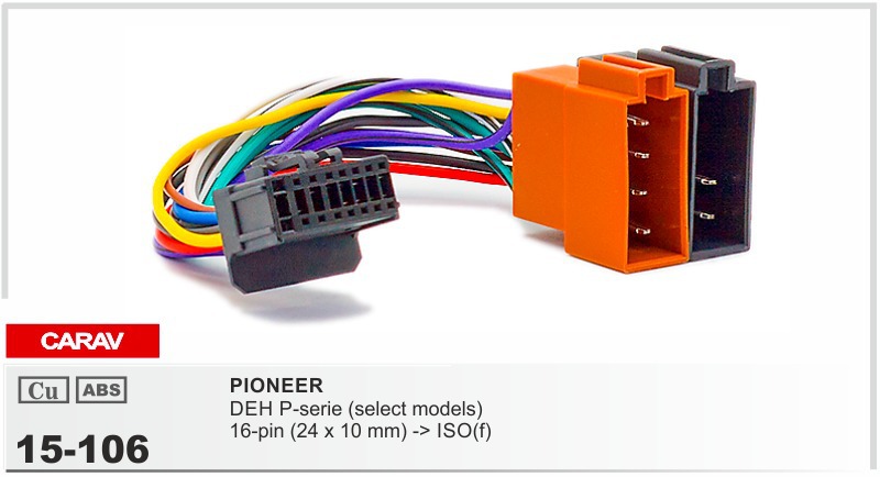 CARAV 15-106 разъём магнитолы PIONEER P-series 16-pin (24x10mm)