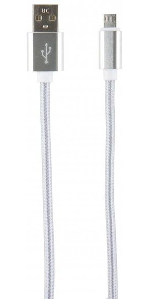 Шнур Red Line 2 метра USB - micro USB нейлон серебристый