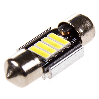 Лампа светодиодная C5W 11-31 (SV8,5) 12V 4SMD диода, белая, KS, биполярная, CANBUS, радиатор