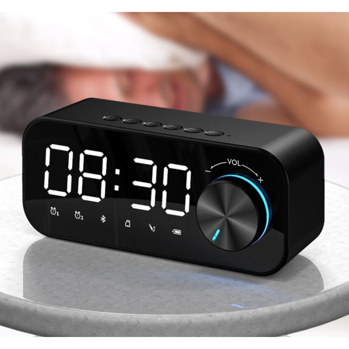 Часы электронные настольные с будильником, Bluetooth, разъем под флеш-карту, колонка