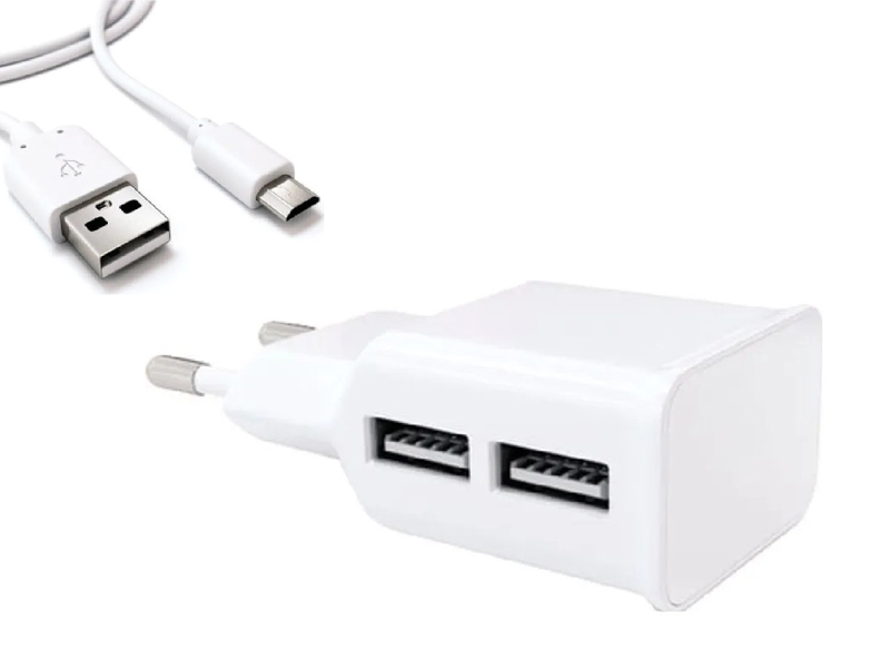 Сетевое зарядное устройство Red Line 2 USB+кабель MicroUSB (модель NT-2A) 2.1A белый 12256
