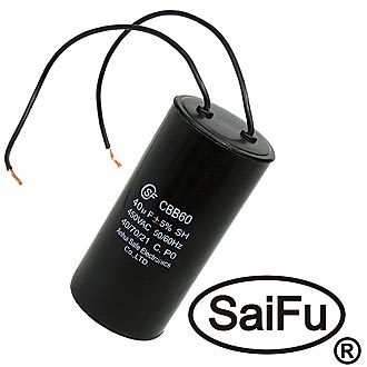Конденсатор CBB-60 40мкФ 450В 5% 50Hz (60Hz) с проводом SAIFU