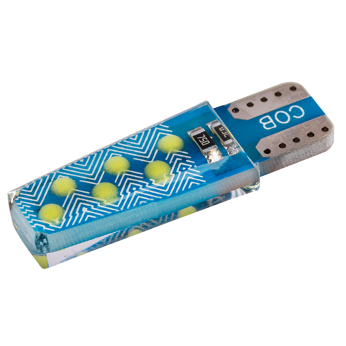 Лампа светодиодная T10 (W5W) 12V 12 COB диодов без цоколя 1-конт Белая SKYWAY