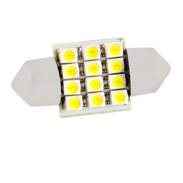 Лампа светодиодная T11(C5W) 12V 12 SMD диода 1-конт 31мм Белая SKYWAY 