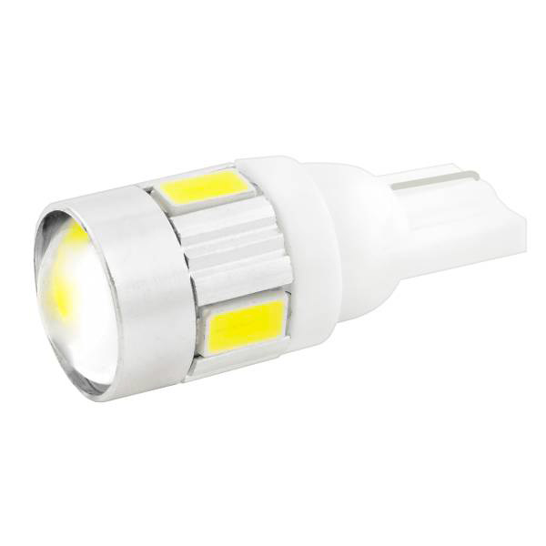 Лампа светодиодная T10 (W5W) 12V 6 SMD диодов 1-конт с линзой Белая SKYWAY 