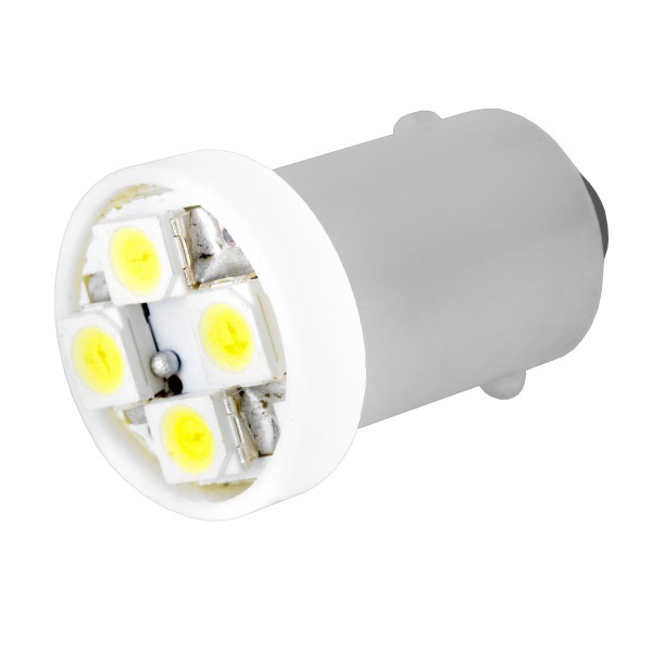 Лампа светодиодная T8,5 (T4W) 12V 4 SMD диодов BA9s 1-конт Белая SKYWAY