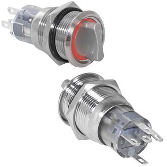 Кнопка антивандальная LAS1-AGQ-11X/21/R/N on-on 2 положения с фиксацией с подсветкой (красная) 