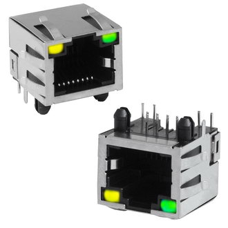 Тел. розетка 8P8C TJ8-8p8 LED на плату