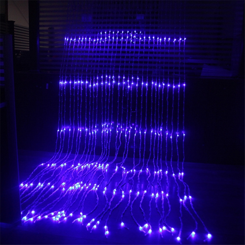 Гирлянда "Водопад" 3*3 м IP44, прозрачная нить, 300 LED, свечение синее, 8 режимов