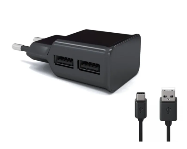Сетевое зарядное устройство Red Line 2 USB + кабель Type-C (модель NT-2A) 2.1A черный 12252