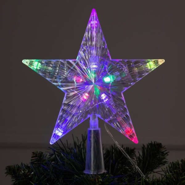 Фигура "Звезда белая ёлочная" 16*16 см 10 LED провод 2 м., мульти, 220В 5276531