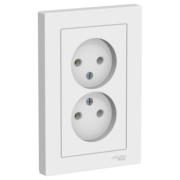 Розетка 2СП AltlasDesign 16А в сборе белая Schneider Electric ATN000120