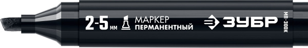 Маркер ЗУБР МП-300К черный, перманентный, клиновидный, 2-5мм //06323-2