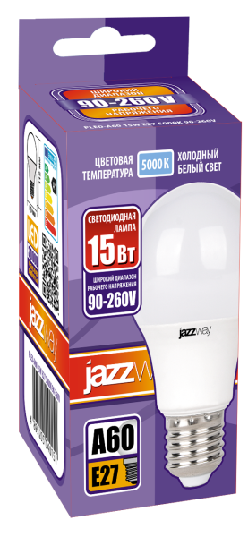 Лампа светодиодная PLED-A60 E27 15W 5000K 1300Lm 90-260V Jazzway