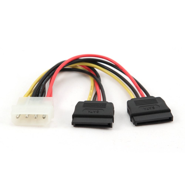 Кабель питания SATA Cablexpert CC-SATA-PSY 15 см, Molex(4pin) - 2*Sata(15pin) 04249