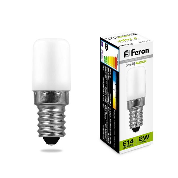 Лампа светодиодная 2W E14 220v 4000K (для холодильника) Feron 25897