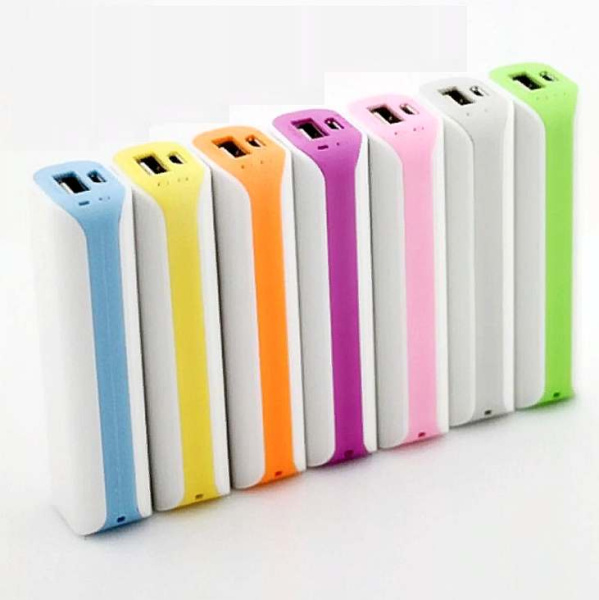 98841 корпус Power Bank для 1-го аккум. 18650 белый с цветной полосой 95х24х22