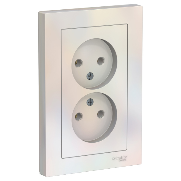 Розетка 2СП AltlasDesign 16А в сборе жемчуг Schneider Electric ATN000420