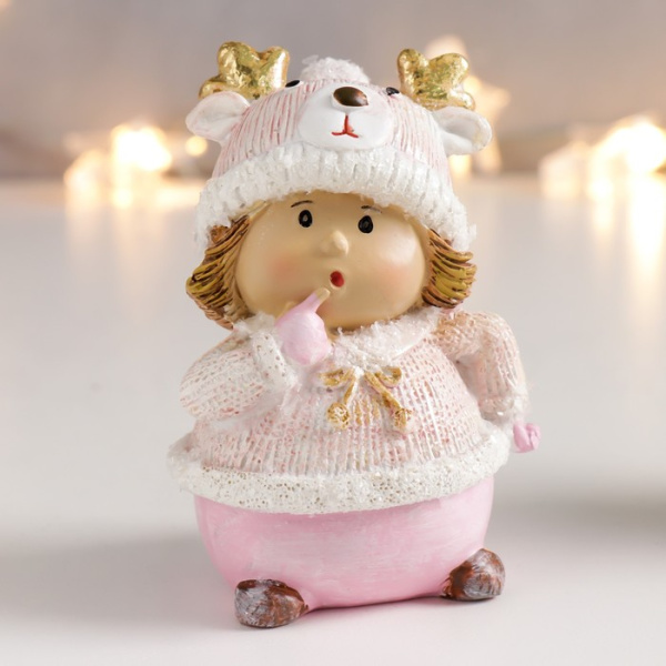Сувенир новогодний "Малышка-пухляшка в розовом" 9*6*5 см 7567907