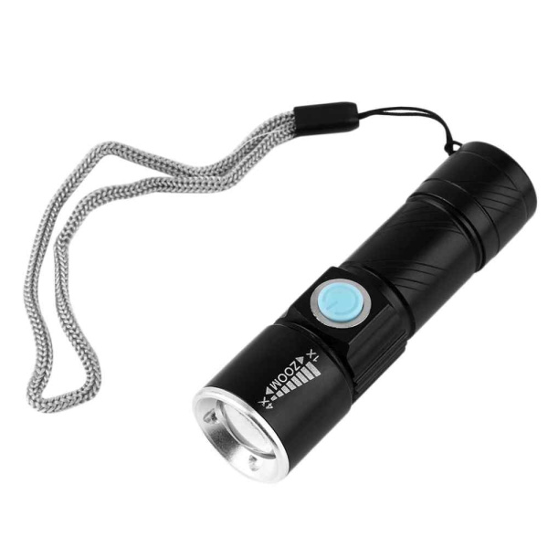 99200 Фонарь LED Q5 3 режима, встроенный Li-ion аккумулятор, USB для зарядки