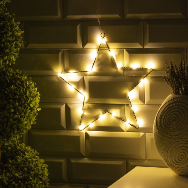 Фигура светодиодная "Звезда" 28*28 см, 22 LED, свечение теплое белое, от батареек 7867432