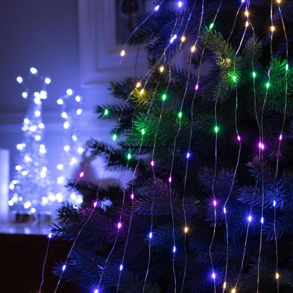 Гирлянда "Дреды" 1.5 м IP20, серебристая нить, 125 LED, свечение мульти 12 В 5206140