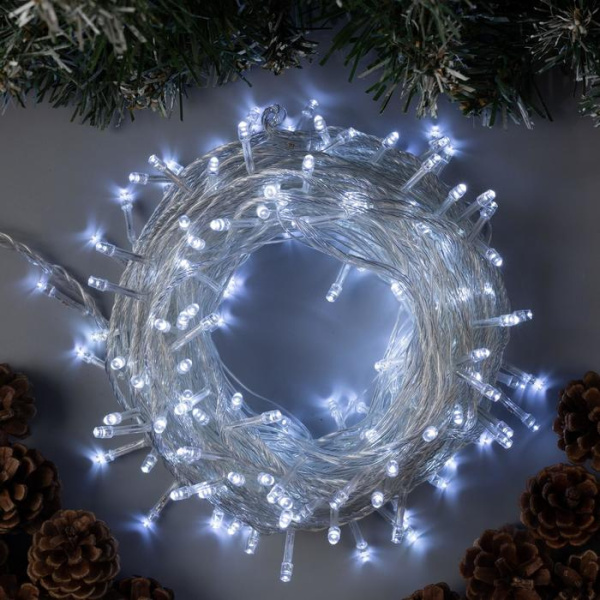 Гирлянда "Нить" 20 м IP20, прозрачная нить, 200 LED, свечение белое, 8 режимов 3556804