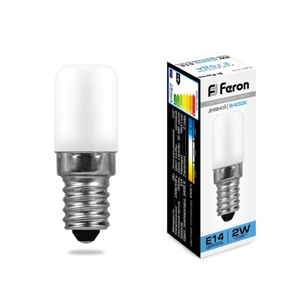 Лампа светодиодная 2W E14 220v 6400K (для холодильника) Feron 25988