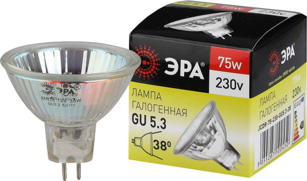 Лампа галогеновая JCDR 220V 75W ЭРА GU5.3 С0027366