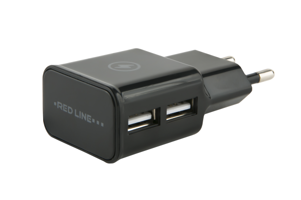 Сетевое зарядное устройство Red Line 2 USB (модель NT-2A), 2.1A черный 9404