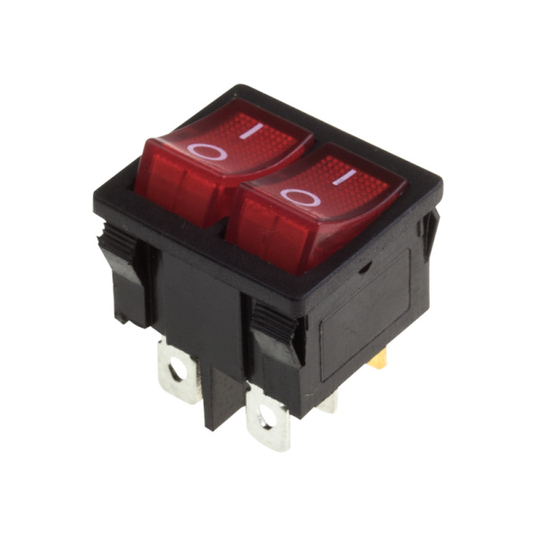 Переключатель RWB-305 ДВОЙНОЙ Mini красный с подсветкой 6А 250VAC 36-2160