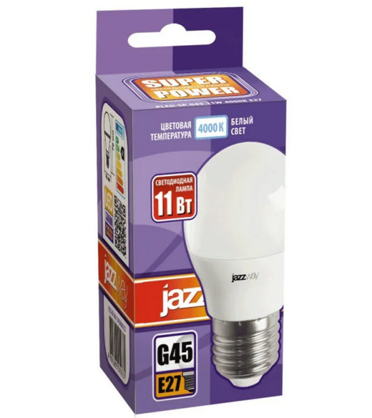 Лампа светодиодная PLED-SP G45 11W 3000K E27 JazzWay